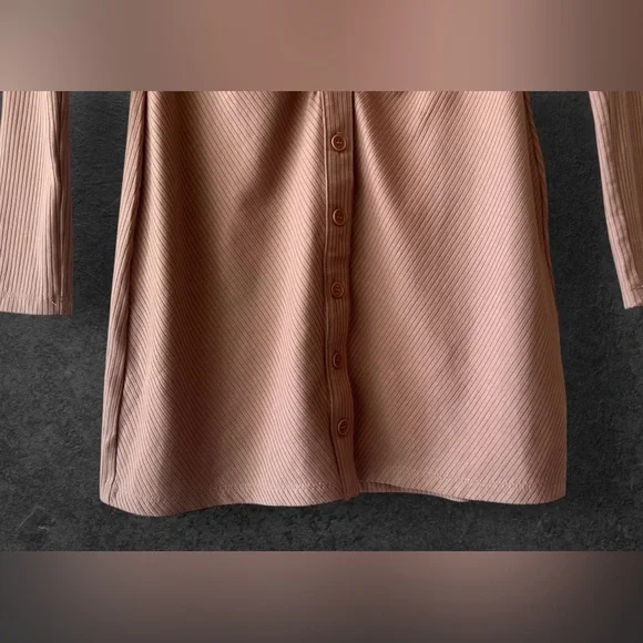Reformation Jeans Tan Long Sleeve Dress Ribbed Amy Knit Dress Size XS - Picture 6 of 12